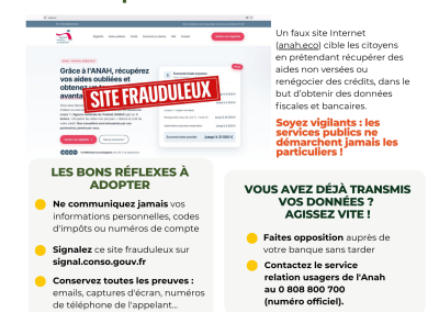 ALERTE ARNAQUE : usurpation d’identité de l’Anah !